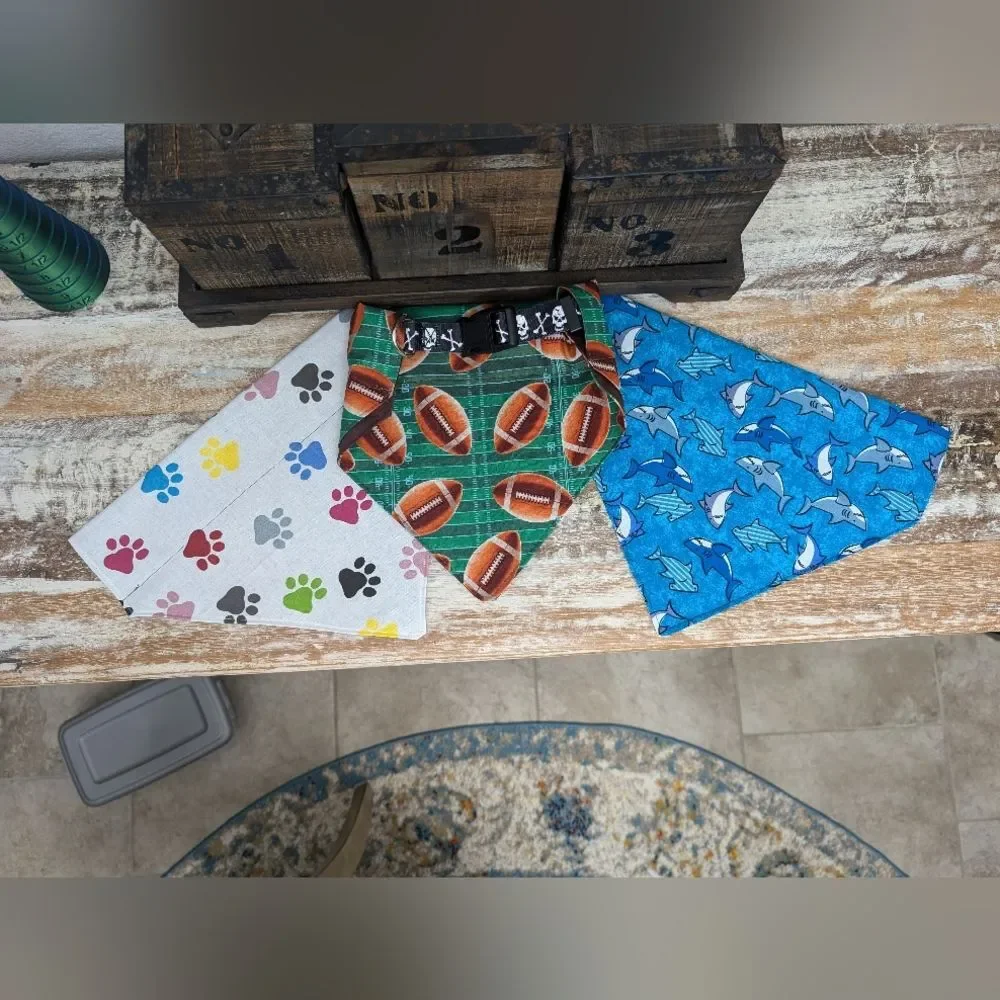 Hand Crafted Over the Collar Pet/Dog Bandanas Set of 3 Size X-Large